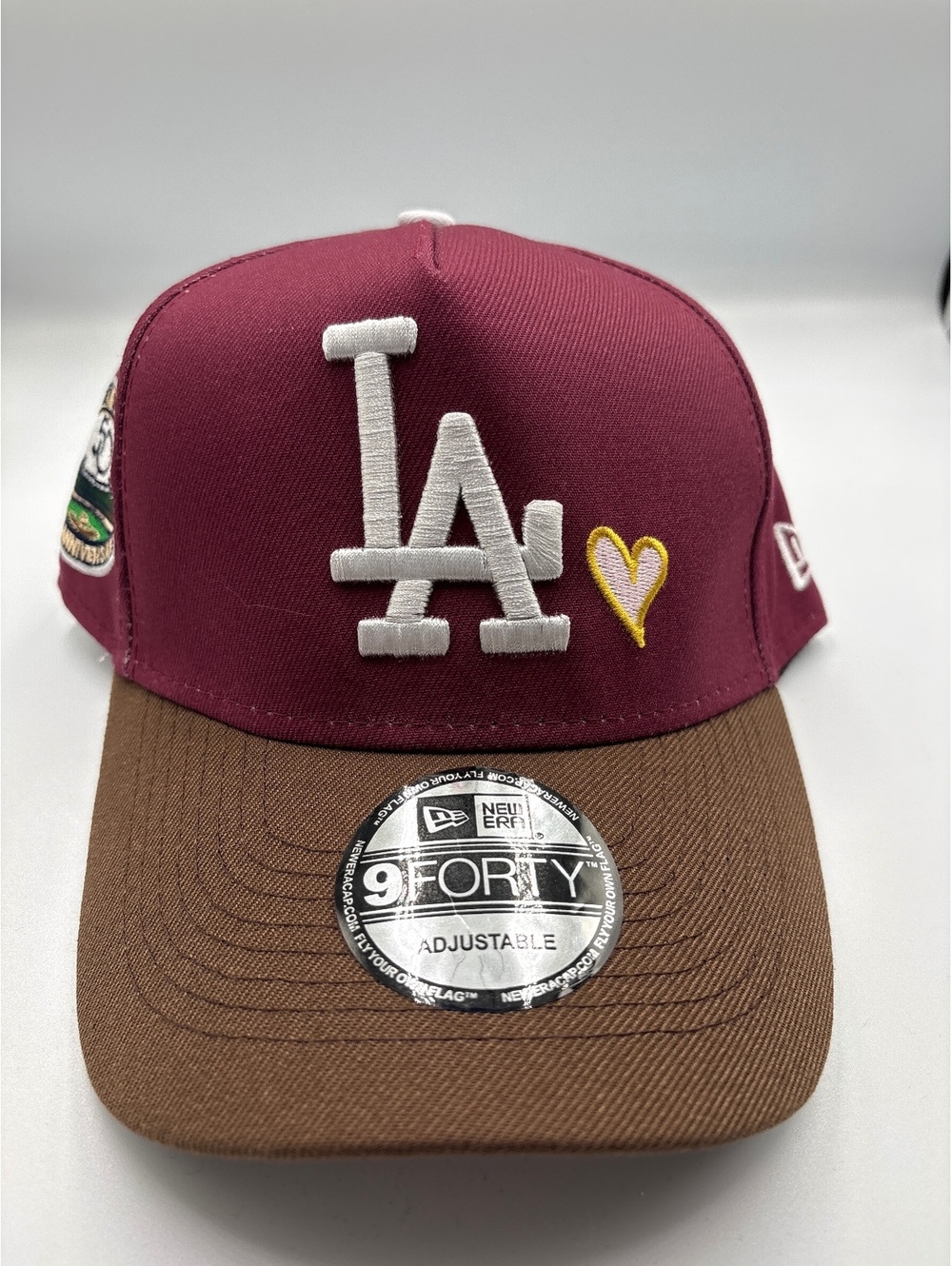 New Era 9FORTY Adjustable LA Baseball Cap with Burgundy and Brown Colors